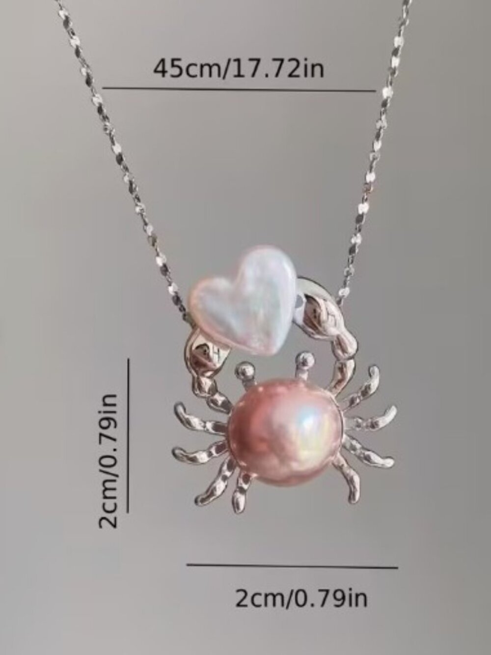 Sweet And Minimalist Creative Crab Heart Necklace Quirky Crab Hugging Heart - Picture 4 of 9